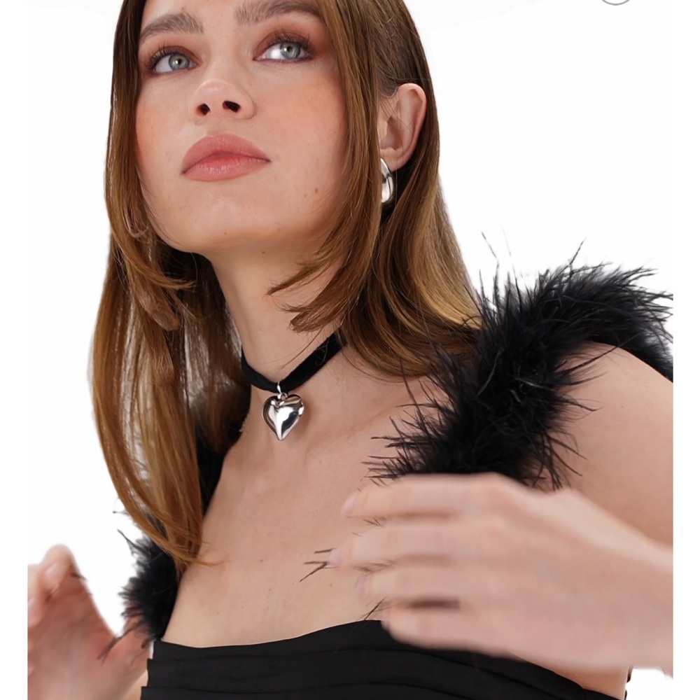 RACHEL ZOE Feather Strap Ruched Crop Top Black Medium NWT Y2K Glam Party - Picture 8 of 8